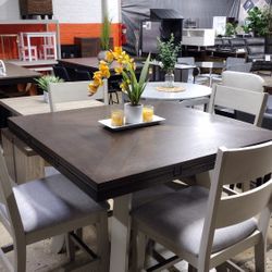 5 Pc Square To Round Counter Height Dining Set (NEW)