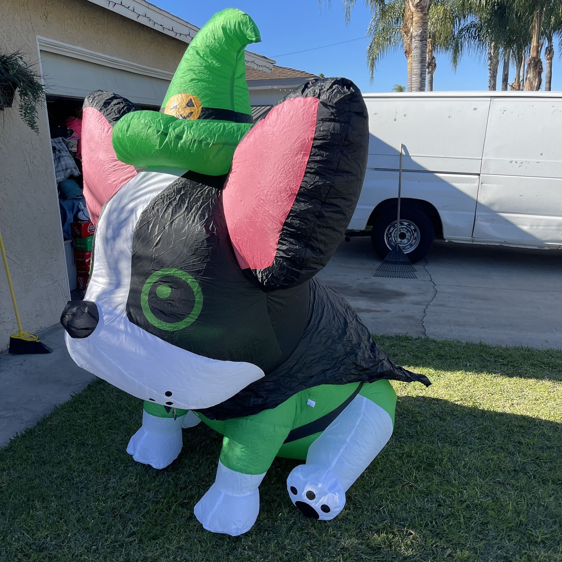 Halloween inflatable dog decoration. It is approximately 5.5 feet tall.