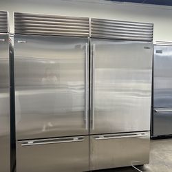 Sub Zero 72”Wide Built In Bottom Freezer Refrigerator Stainless Steel 
