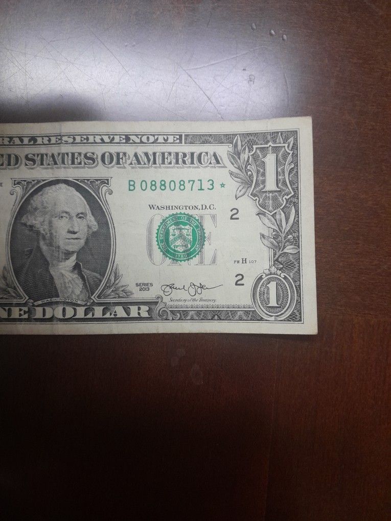 Usa 1 Dollar Bill Star Note 2013