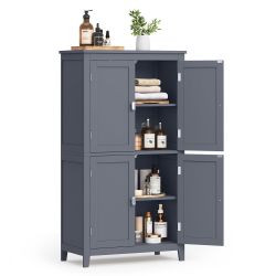 Bathroom Floor Storage Cabinet, Bathroom Storage Unit, Freestanding Cabinet with 4 Doors, Adjustable Shelves, 11.8 x 23.6 x 43.3 Inches, Slate Gray UB