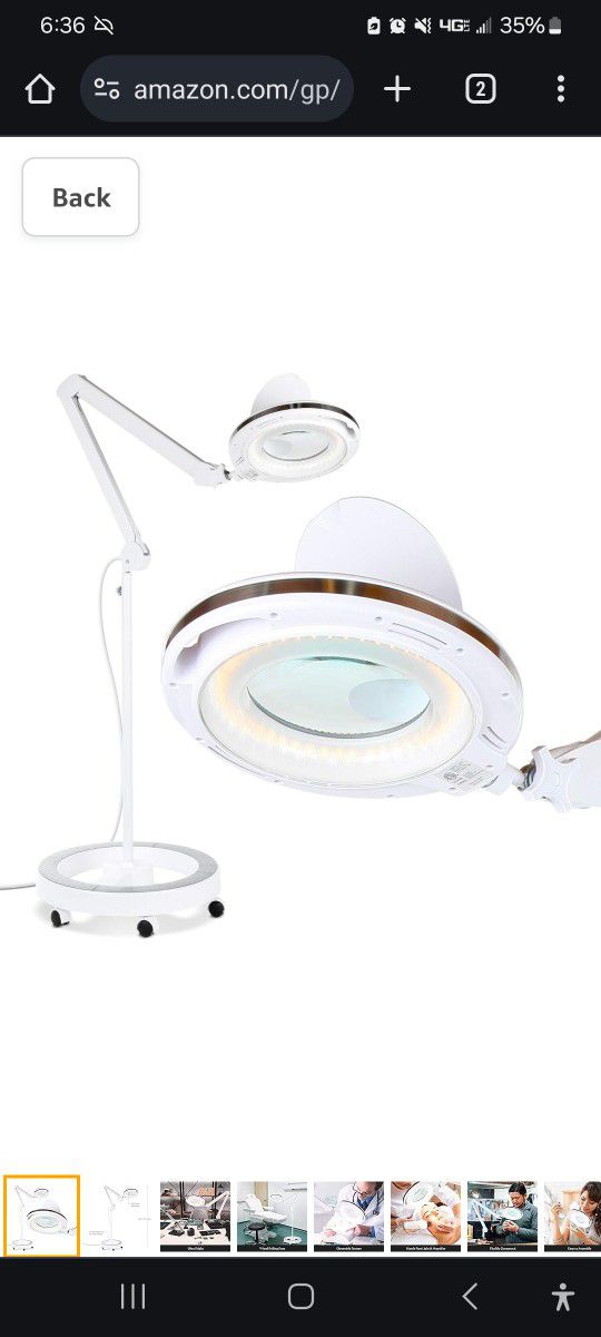 Magnifying Floor Lamp With 6 Wheel Rolling Base