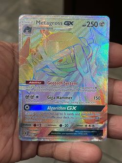 Pokémon TCG Metagross GX 157/145 SM Guardians Rising  Rainbow Rare Holo DAMAGED