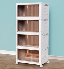 (A-13) CTSNSLH 4 Tier Plastic Storage Bins with Lid 23QT - Stackable Storage Bins with Wheels, Organizers and Storage, Plastic Storage Cabinet Organiz