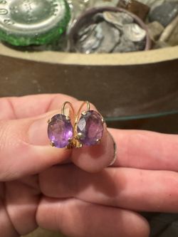 Amethyst In 14 Karat Gold Earrings