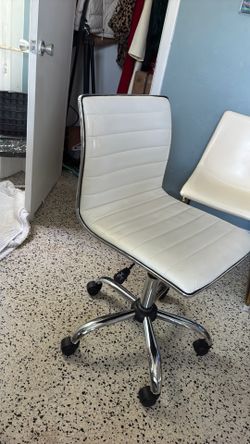 Modern white leather desk chair