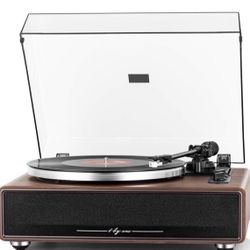 1 by ONE High Fidelity Belt Drive Turntable with Built-in Speakers, Vinyl Record Player with Magnetic Cartridge, Bluetooth