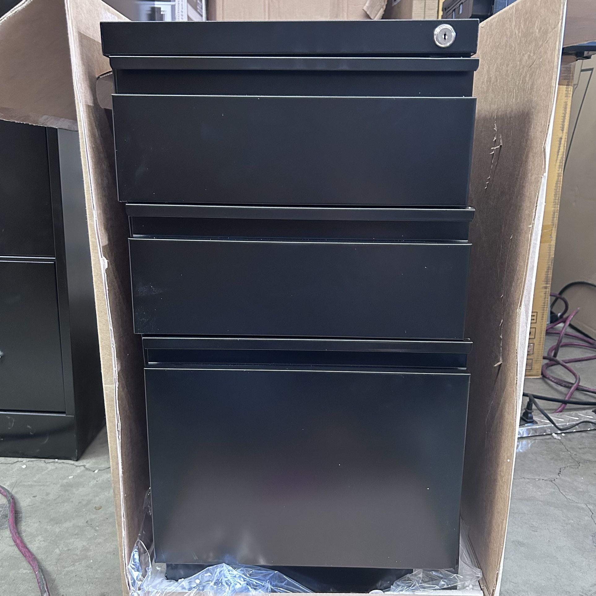 WorkPro 23" D Vertical 3-Drawer Mobile Pedestal File Cabinet, Black