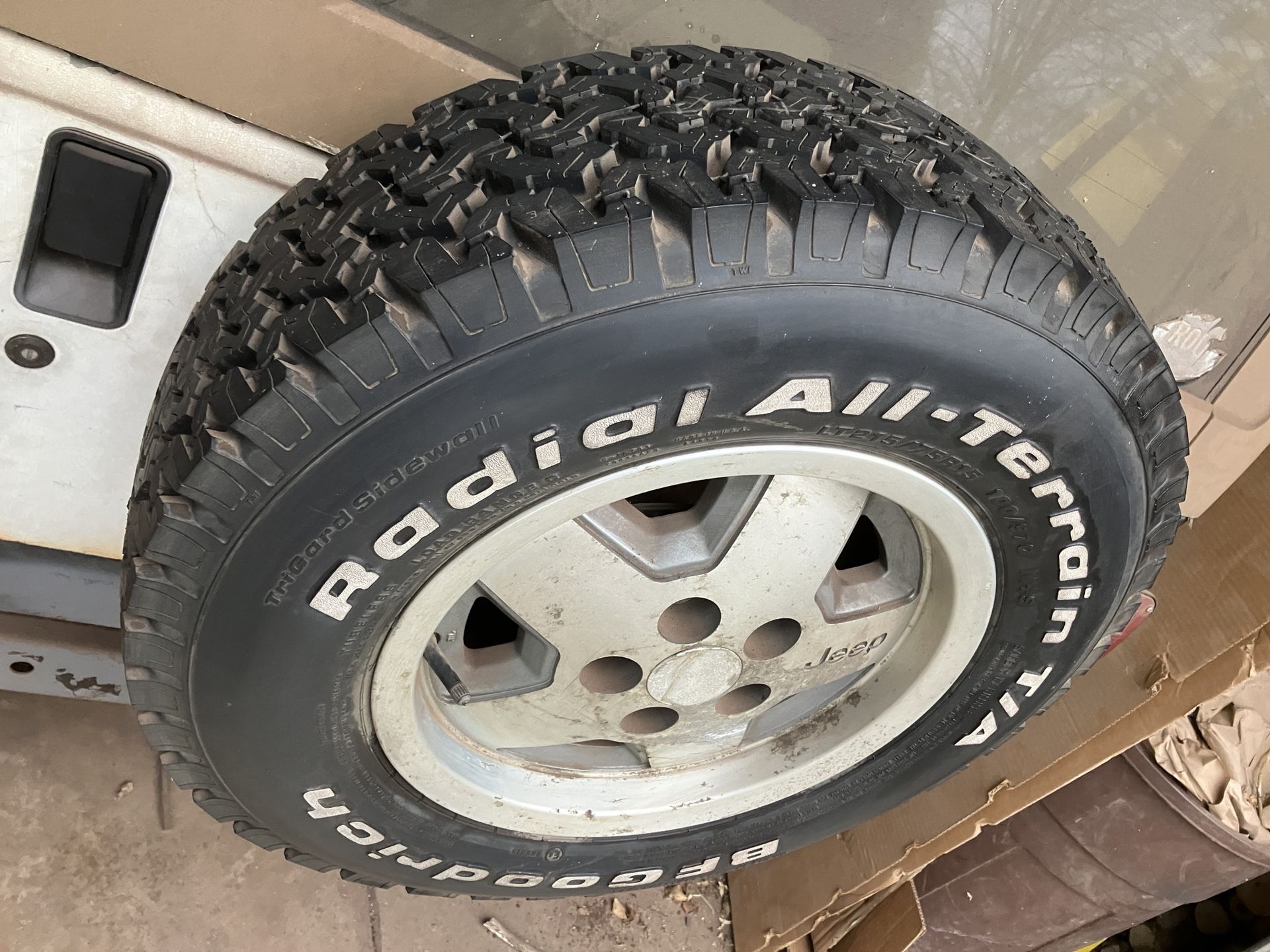 Jeep 15” wheel $35 or with new tire $75