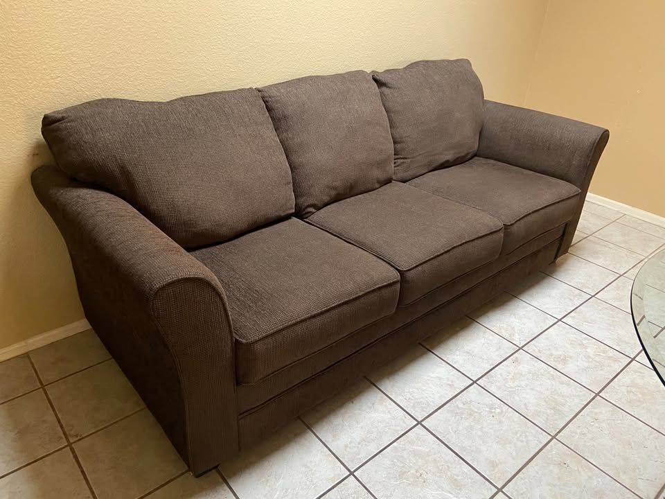 Nice Brown Woven Fabric Couch Sofa