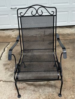 BLACK WROUGHT IRON ROCKING CHAIR