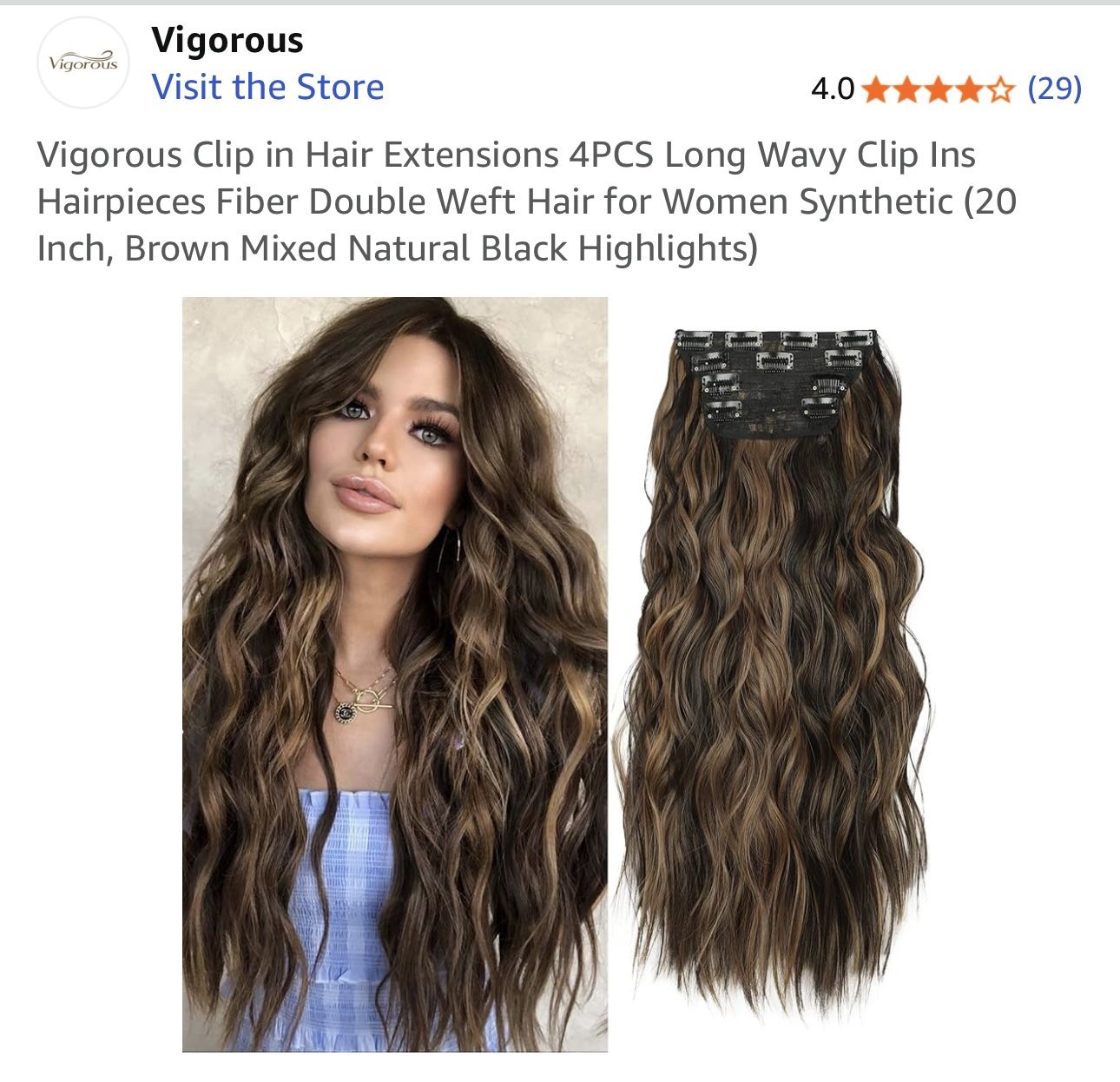Hair Extensions 20in Brown/black Highlights 