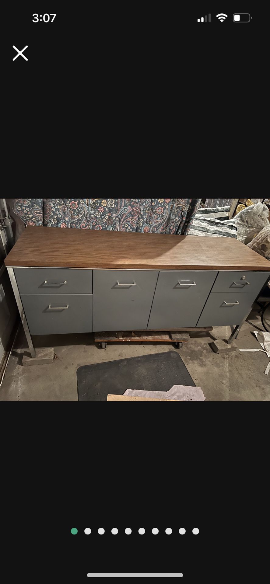 Vintage Blue/Grey Credenza Desk