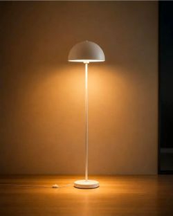 BoostArea Modern Floor Lamps for Living Room, White Metal Mushroom Lamp, 66" Tall Corner Lamp, Footswitch