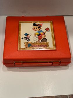 Vintage 1970s GE Disney Pinocchio Record Player, Children’s Record Lot