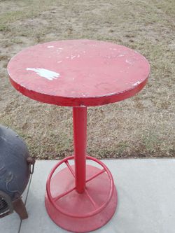 Metal and wood table