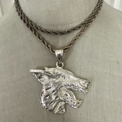 Wolf Head Pendant Necklace