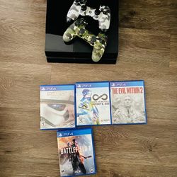 PS4 With 2 Controllers And 3 Games