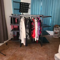 Clothing Rack with 8 Shelves Black Metal Boutique Shop Fixture EUC