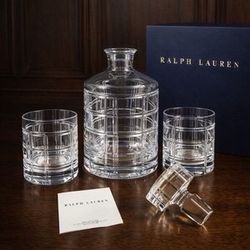 Ralph Lauren Hudson Plaid Crystal Decanter Gift Set $175