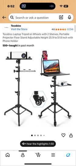 Tossbiss Laptop Tripod on Wheels