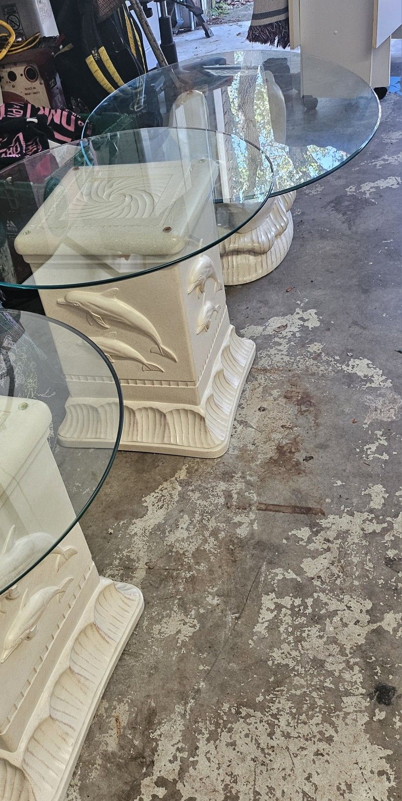 Dolphin Center Table And 2 End Tables