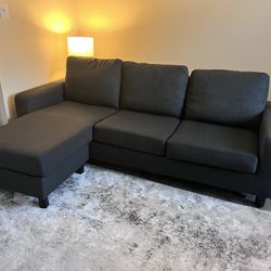 Blue Couch With Adjustable Chaise