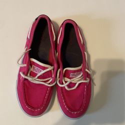 Girls Nautical Boat Shoes Pink