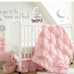 Crib Bedding Complete Whole Set - Pink