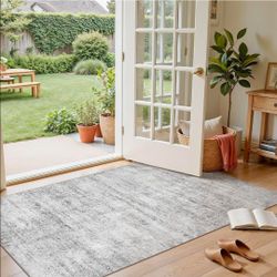 3x5 Area Rug: Washable Non Slip Soft Abstract Gray Entry Rugs
Low Pile Stain Resistant Indoor Neutral Carpet for Living Room Bedroom Dining Deor Kitch