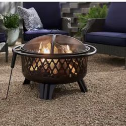 Black Steel Wood Outdoor Fire Pit