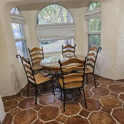 Solid wood/steel Round dining table set.