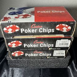 100 WEIGHTED CLAY CASINO POKER CHIPS 11.5 GRAM with plastic holder (3)