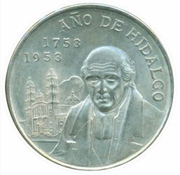1953 México 5 Pesos Silver Hidalgo Bicentennial commemorative