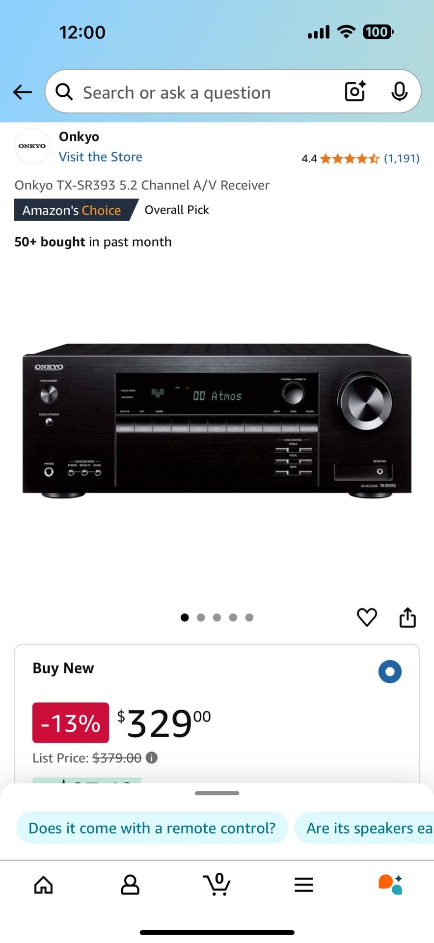 Onkyo TX-SR393 Receiver