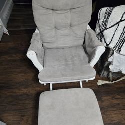 Gray Rocking Chair And Ottoman