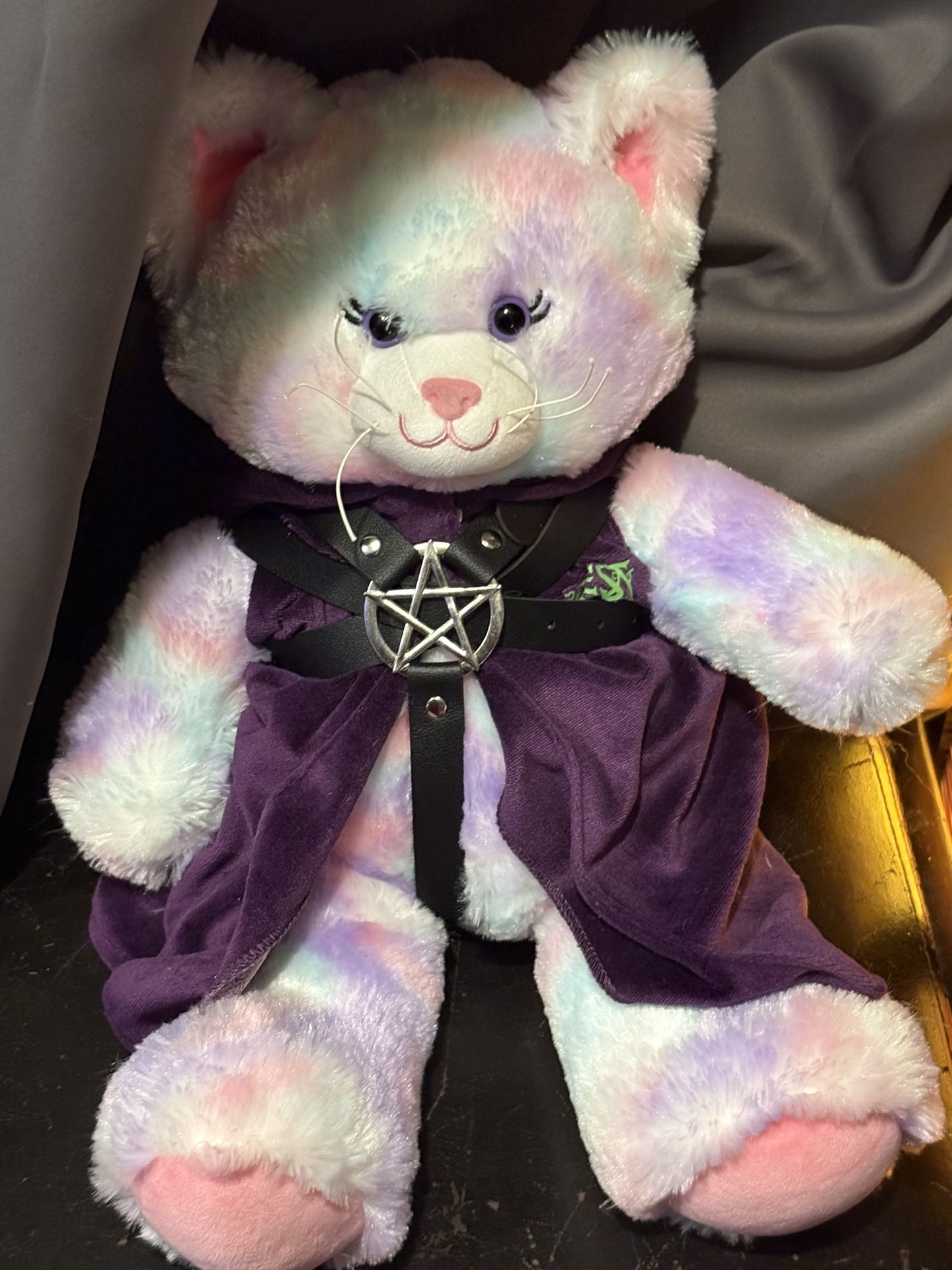 Cute kitty cat, plush, dressed as a witch stuffed animal