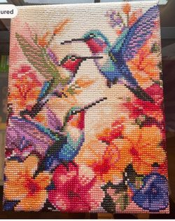 Floral hummingbird diamond art