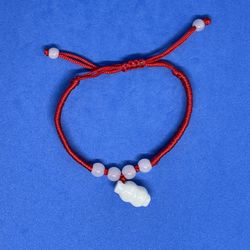 Natural Charged Water Bottle Jade With Lucky Red String Bracelet (known For: Protection, Calm Emotions, Wisdom , Release Negatively)