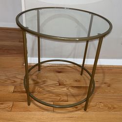 Mid Century Glass And Gold Table
