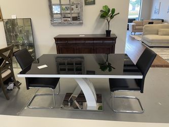Black, White, and Chrome Dining Table Set