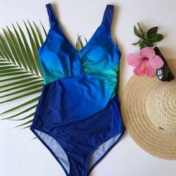 Onepiece gradient blue swimsuit bathingsuit Size small