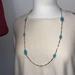 Kate Spade Pave The Way Scatter Necklace long station turquoise blue