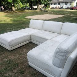 White Leather Couch Used Good Condition