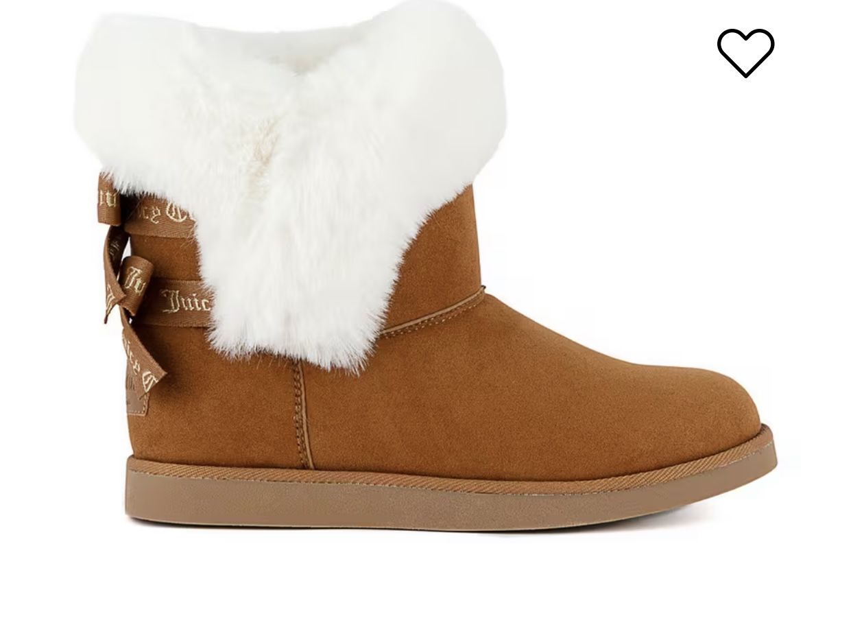 Juicy Couture Women's Slip On Winter Snow Boots Warm & Insulated Fur Lining Comfortable Fashion Booties