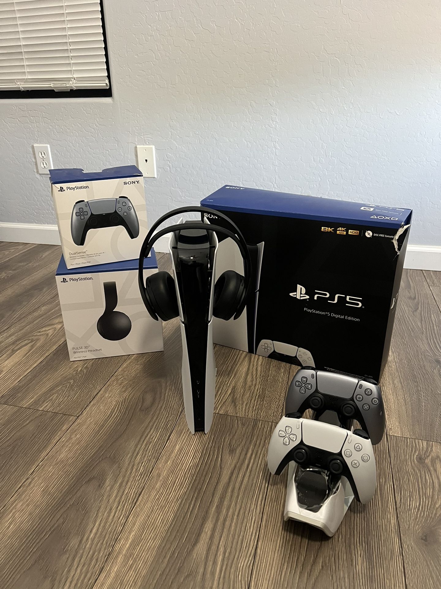PS5 Digital 1TB + 2 Controllers + Headset + Charging Dock