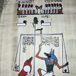 Six Vintage Papyrus Egyptian Paintings 
