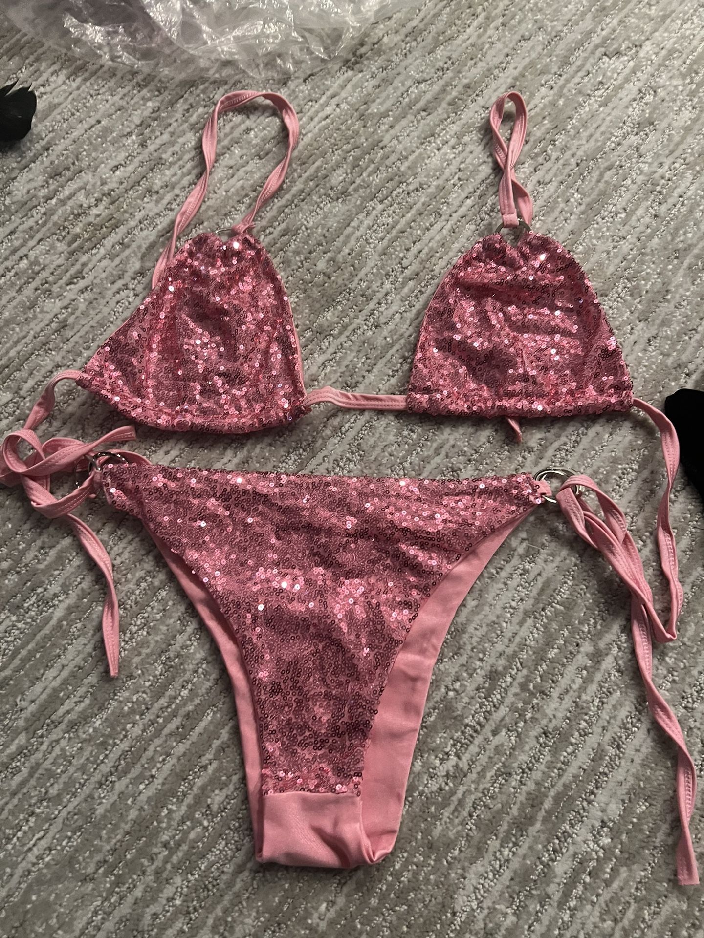 Halloween  Showgirl Pink Sequined Bikini 