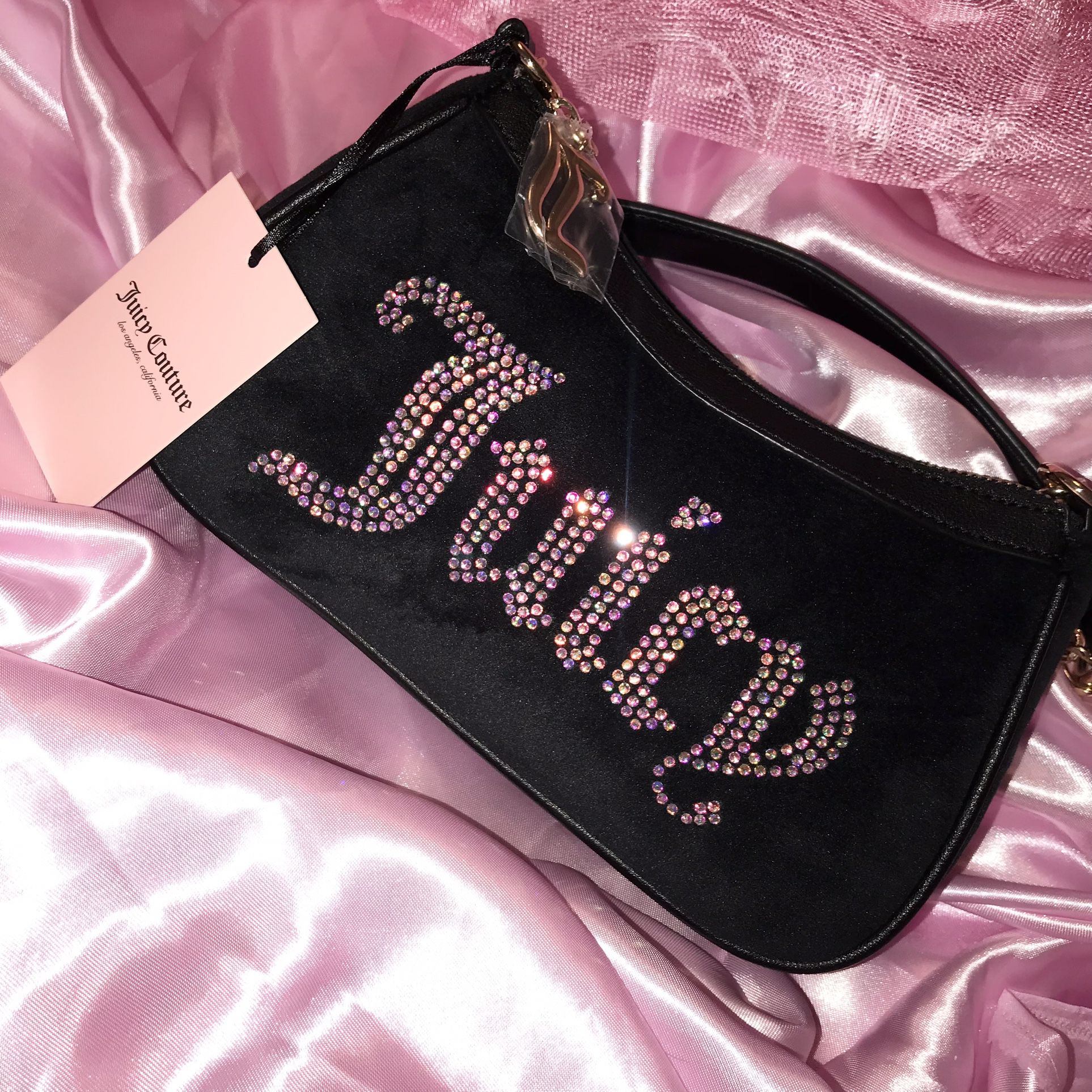 JUICY COUTURE Soft Velvet Liquorice Obsession Shoulder Bag 