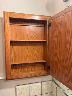Oak Wood Medicine Cabinet with Shelves